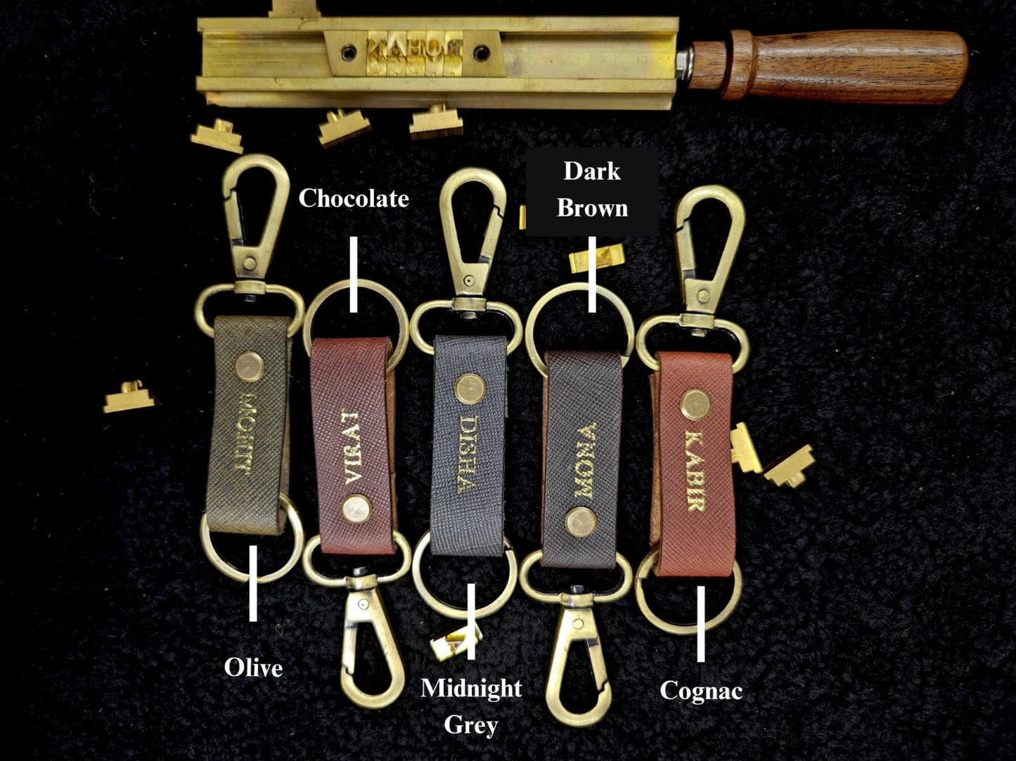 Hand Crafted Personalized Premium Saffiano Printed Leather Key Chain (Set of 3)